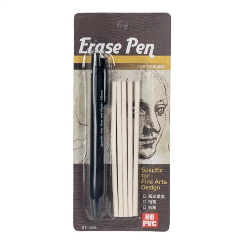 

3.8MM Eraser Pen 5 Retractable Eraser Refill Sketch Highlight Erasers Pen-Style Erasers Details Highlight Rubber Art Supplies
