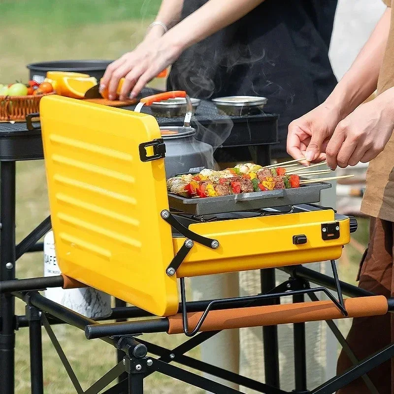 

Portable Camping Card Outdoor Gas Caska Magnetic Gas New Double Head Barbecue Stove