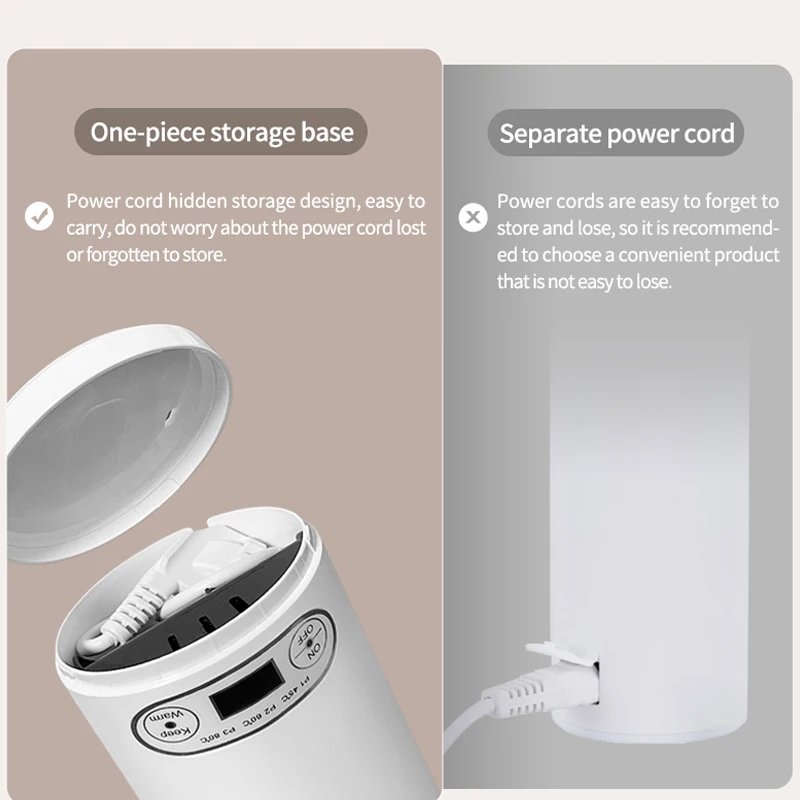 Portable Electric Kettle For Stainless Steel Kettle Mini Electric Water Bottle Thermal Cup For Boil Hot Water Baby Milk Powder