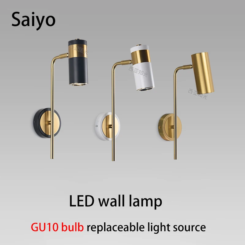 Led Wall Lamp GU10 Replaceable Bulb Long Arm Pole Light Bedroom Beside Retro Industrial Style Lighting Fixture Room Decoration