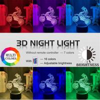 1pc Motorcycle  3D Night Light, 3D Optical Illusion Lamp With Touch, 7-Color Changing Ambient Light For Bedroom