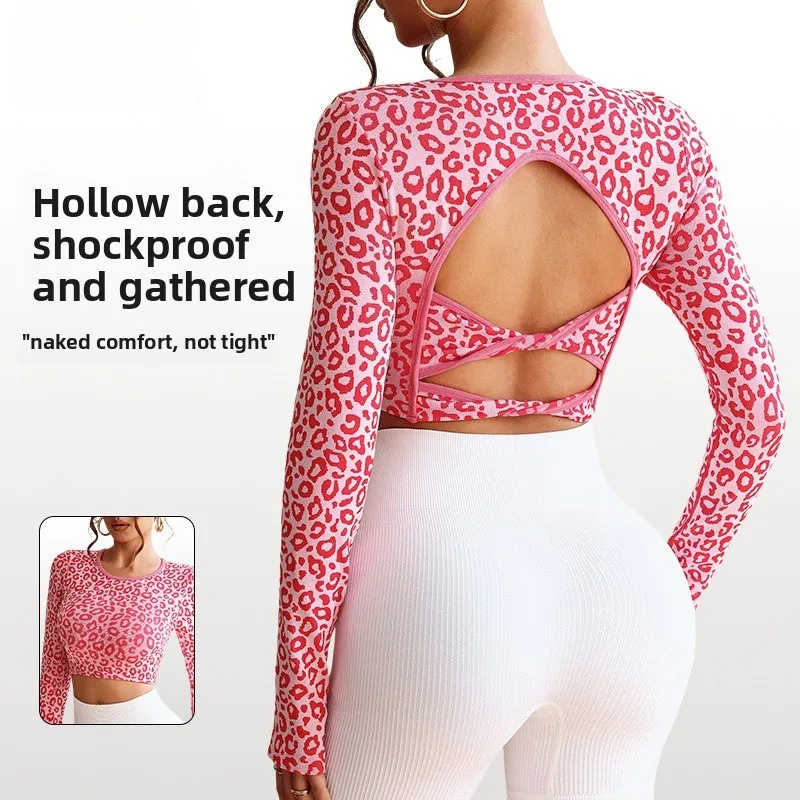 

2025 New Women Yoga Top Long Sleeve Hollow Out Back Twist Slim Fit Workout Running Sports Shirt Gym Tops Women Gym Clothing
