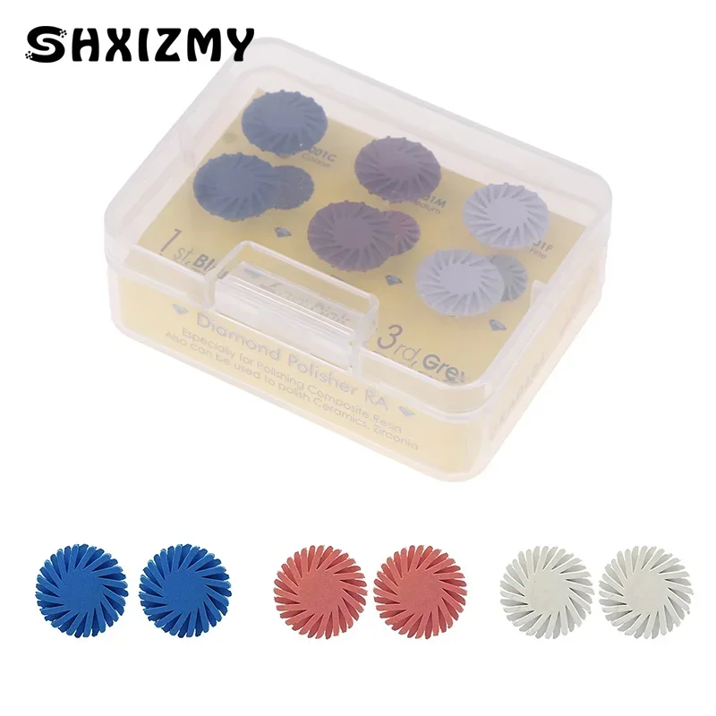 

6Pcs/Set Dental Resin Silicone Polisher Composite Resin Diamond System RA Polishing Disc Wheel Kit Spiral Golden Silver Tool