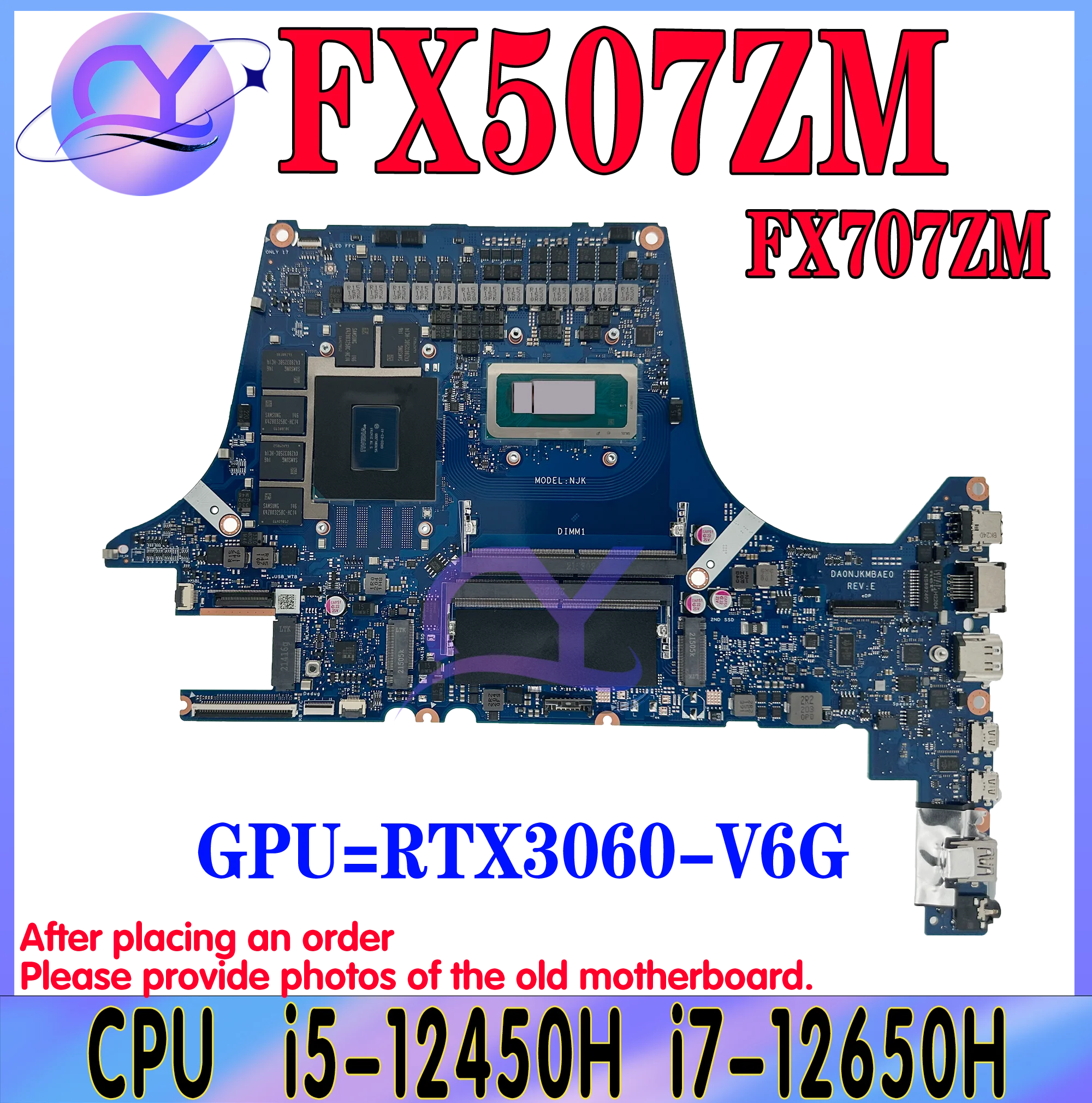 KEFU Mainboard For ASUS FX507ZM FX517ZM FX517ZR FX707ZM FX507ZR FX707ZR TUF507Z TUF707Z TUF517Z Laptop Motherboard i5 i7 i9 12th