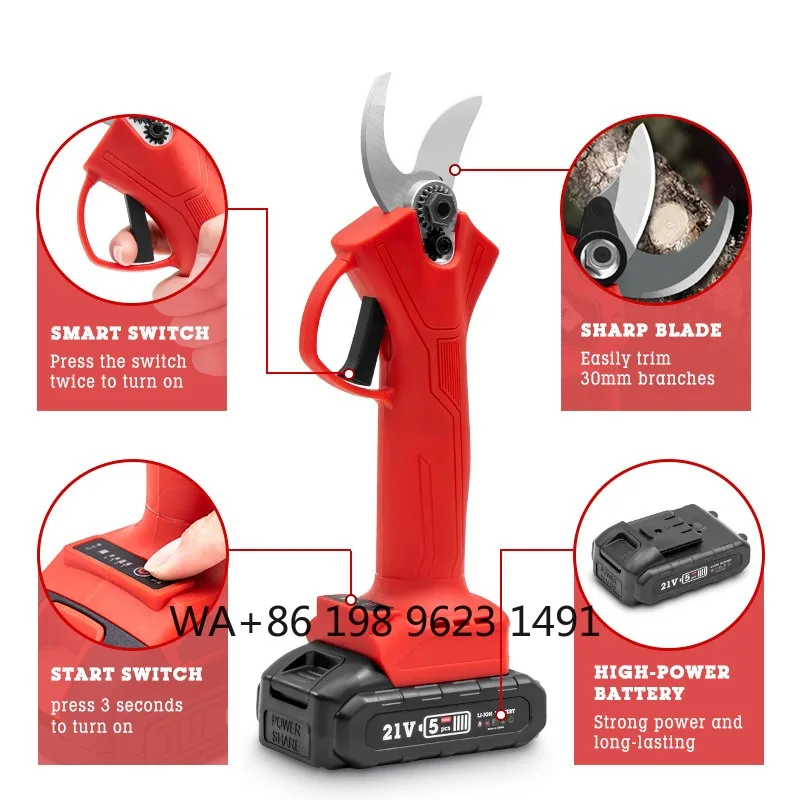Horticultural Handheld Pruning Shears, rechargeable lithium scissors, multi-use garden cutting tools for fruit tree planting
