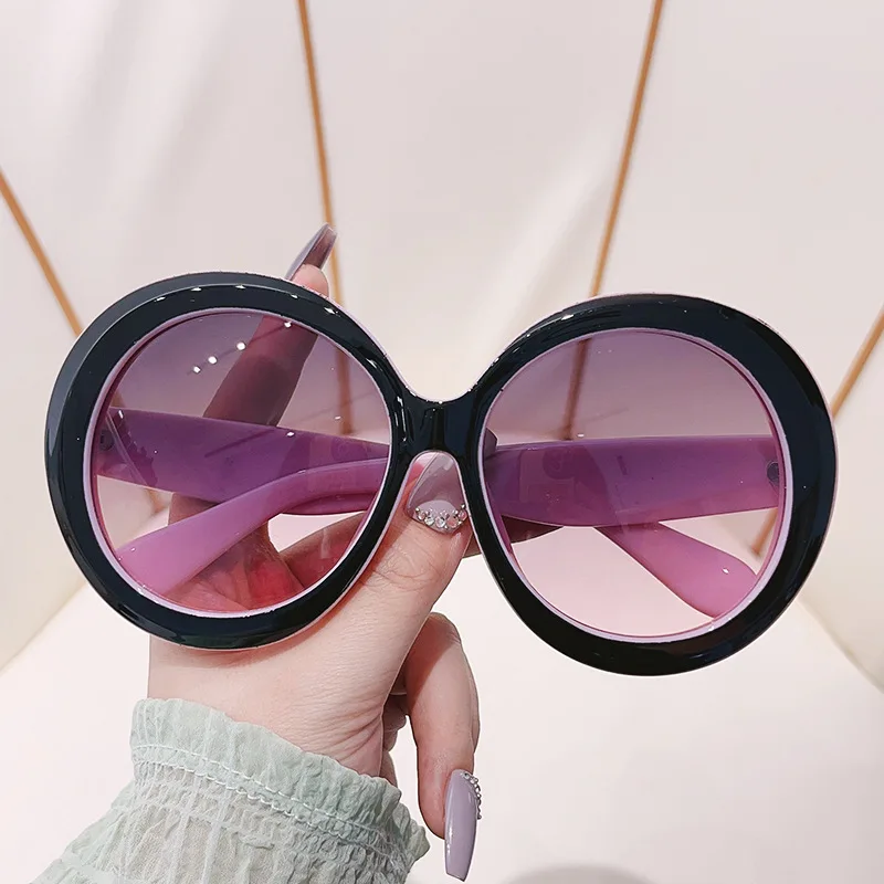 Plastic Big Round Sunglasses Women Brown Gradient Oversized Oval Sun Glasses Female Fashion Luxury Oculos De Sol Gafas