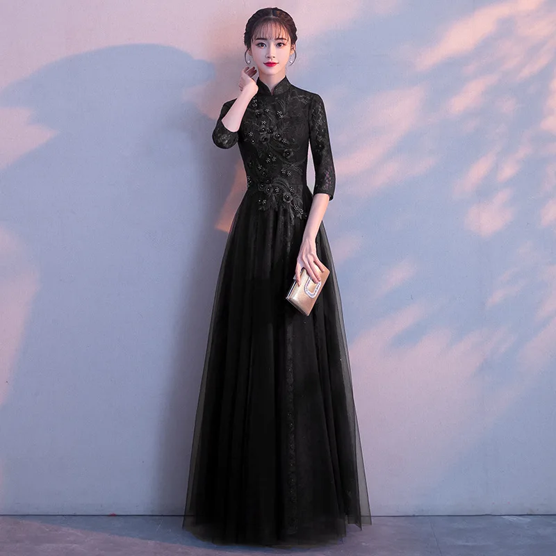 Fall new host elegant dignified atmosphere Princess banquet slimming dress