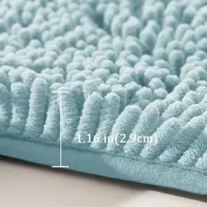 Soft Chenille Bath Rug for Domestic Bathroom, Absorbent Shower, Non -slip and Quick Dry, Blue, Washable, 40x60cm, 1PC 8 Main Sales Blue Carpet - №7