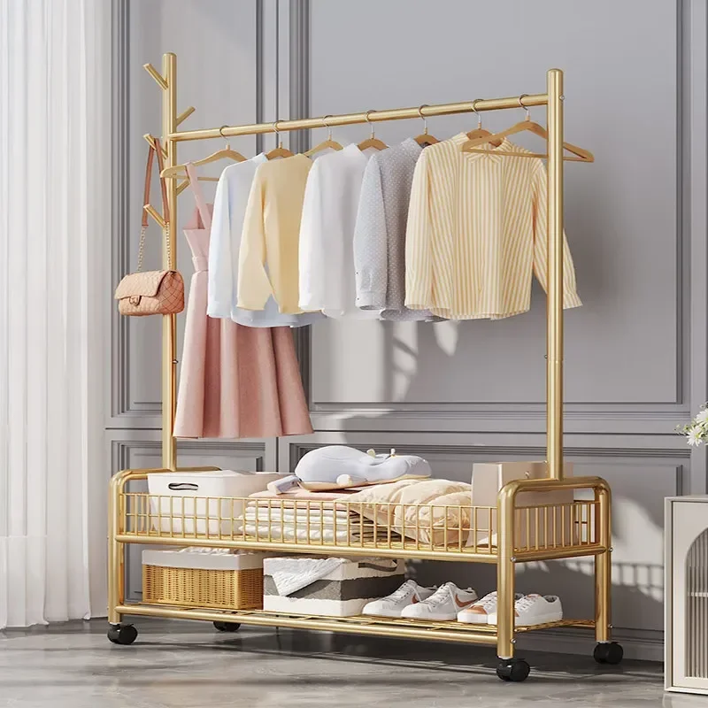 Clothes Rack with Shelves Garment Rack with Storage Basket Multi-Purpose Clothes Storage Rack Hanging Clothes Organizer