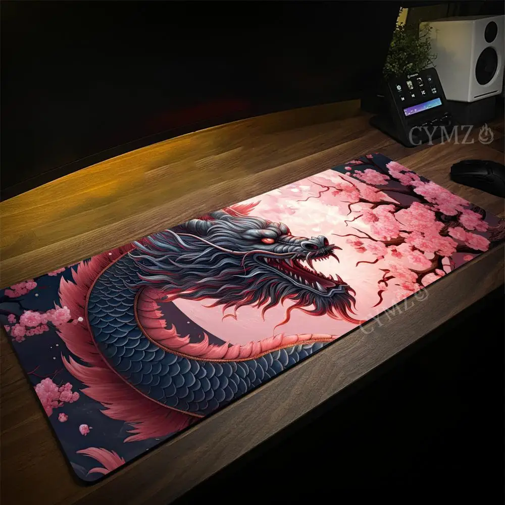 

Giant full moon and dragon pattern Mouse Pad Desk Mat with Stitched Edge pc accessories Gaming mats 30X80CM mousepads table mats