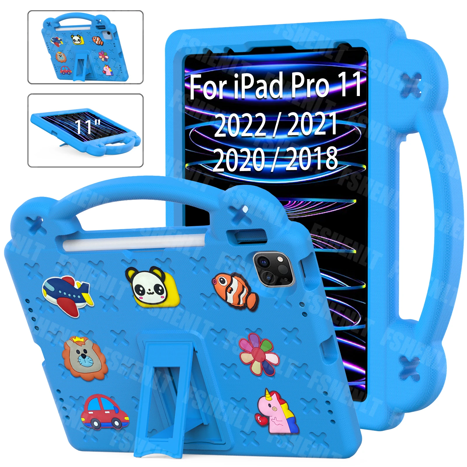 

Kids Case for Apple iPad Pro 11 Inch 2022 2021 2020 2018 Release Shockproof with Handle Stand Anti-drop Tablet Cover