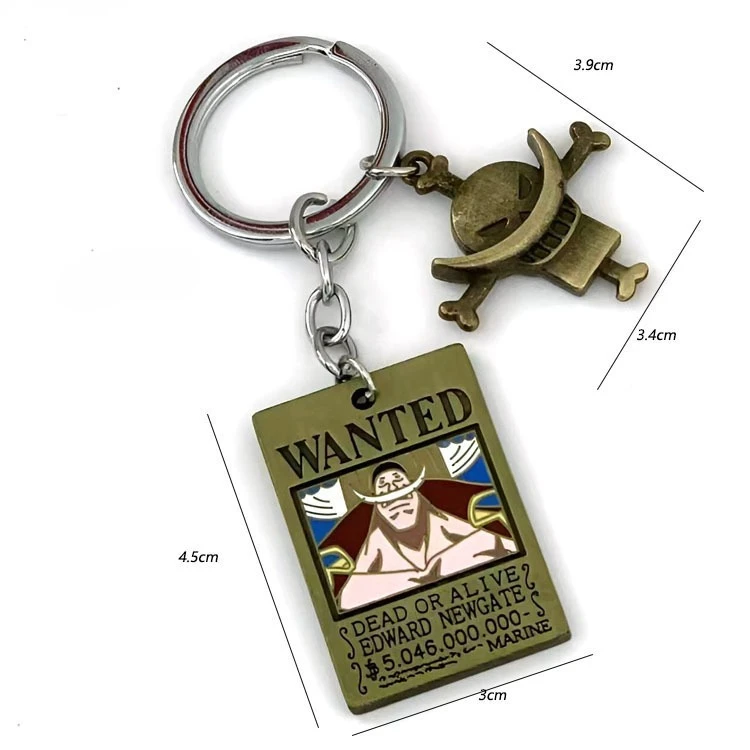 One Piece Luffy Roronoa Zoro Ace Secondary Creative Cartoon Wanted Keychain Personality Alloy Backpack Decorative Pendant Gift - view 6