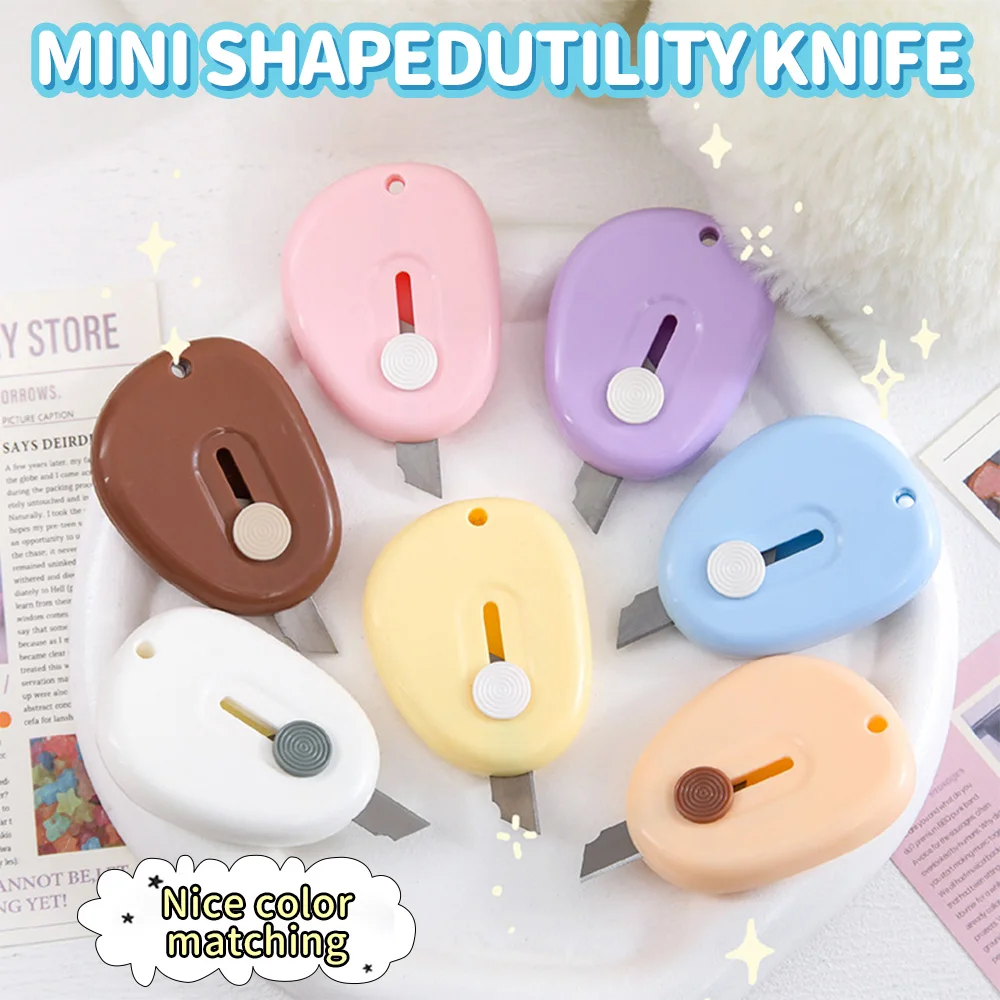 Cute Mini Art Knife 10g Small Candy Color Student Paper Cutting Hand Account Knife Retractable Portable Knife Box Opener