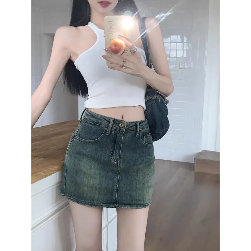 Mini Denim Skirts For Women Sexy High Waist Wrap Hip Shorts Skirts 2025 New Summer Chic Casual Female Stretch Jean Skirts
