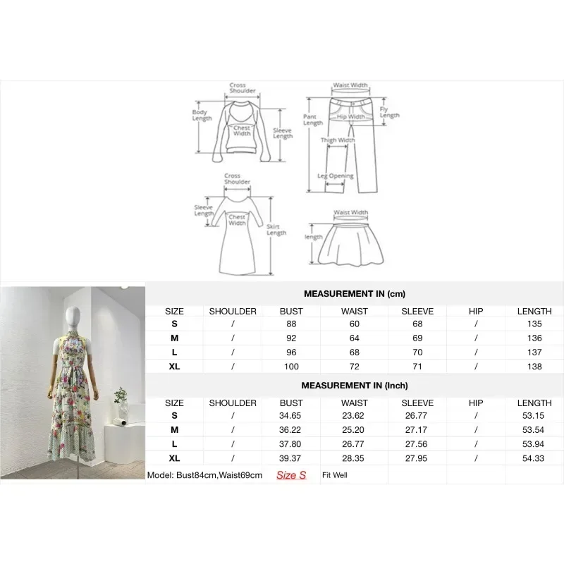 Abito lungo senza maniche con stampa floreale gialla a farfalla in seta 2025