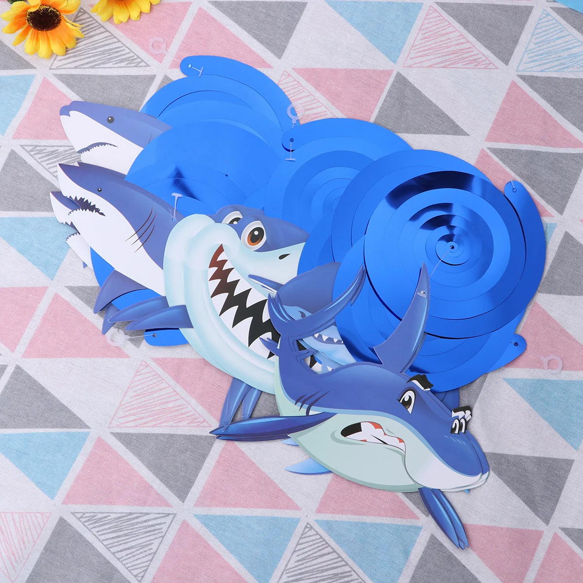 

30pcs Shark Hanging Decorations Ocean Theme Party Spiral Swirls For Birthday Gathering Indoor Outdoor Wall Ceiling Window