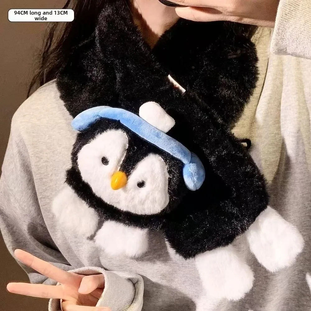 luvas-de-inverno-unissex-com-forro-de-la-macio-design-de-pinguim-e-cinco-dedos-com-protecao-contra-o-vento-quentes-e-grossas-e-cachecol-para-casais