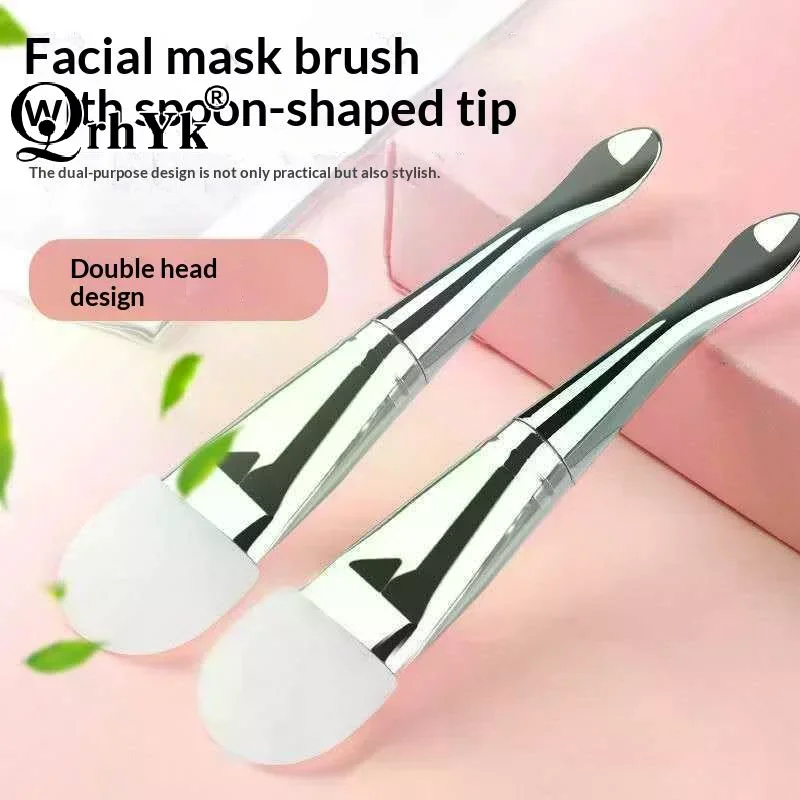 Soft Hair Double-Ended Face Mask Brush Chrome Handle Reusable Daub Type Mask Brush Easy Clean Makeup Brush Beauty Tool