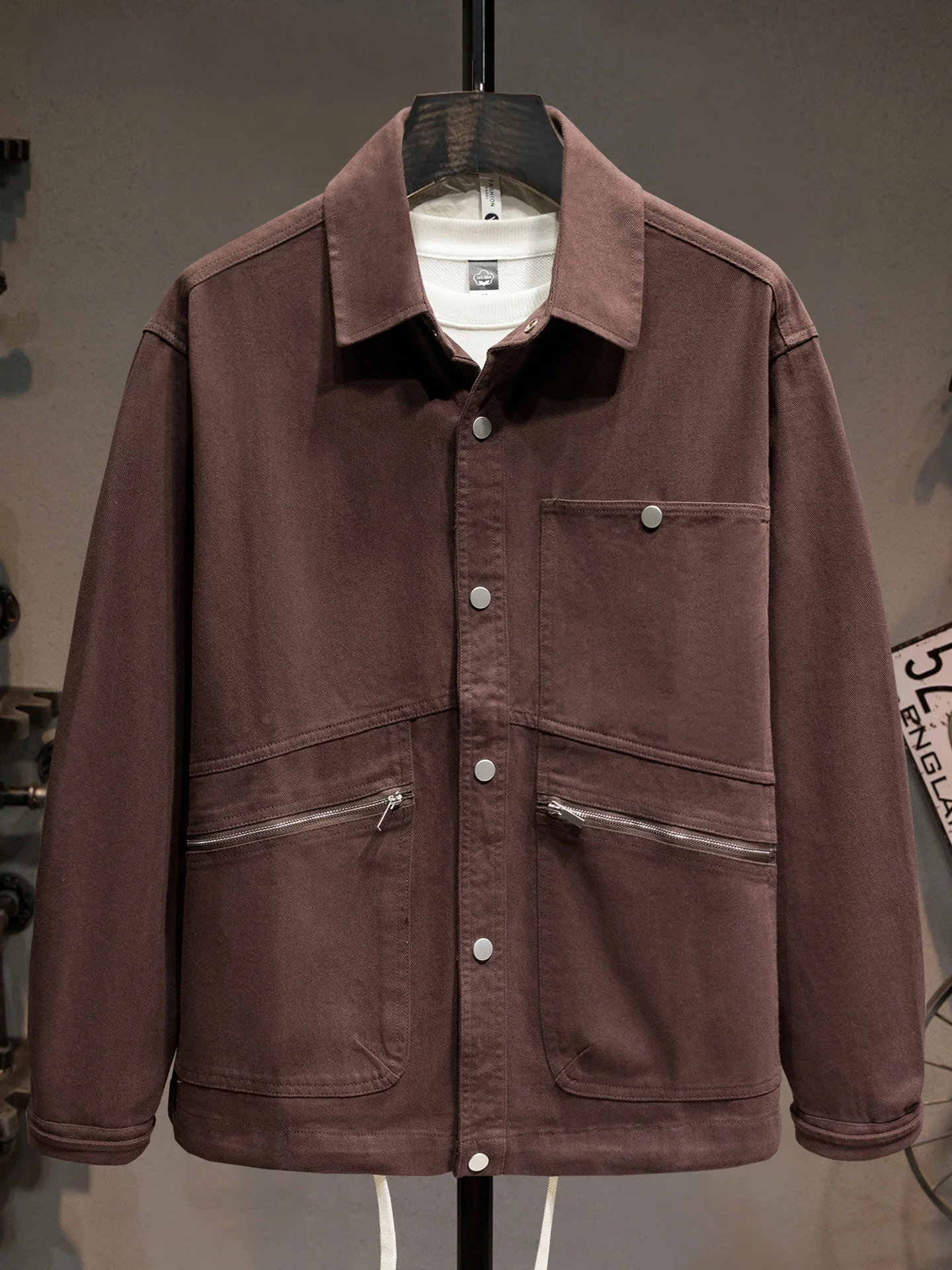 

High-End Men's Loose Cotton Workwear irt Jaet American Retro Sle Autumn Winter New Arrival Wear Resistant Daily Casual