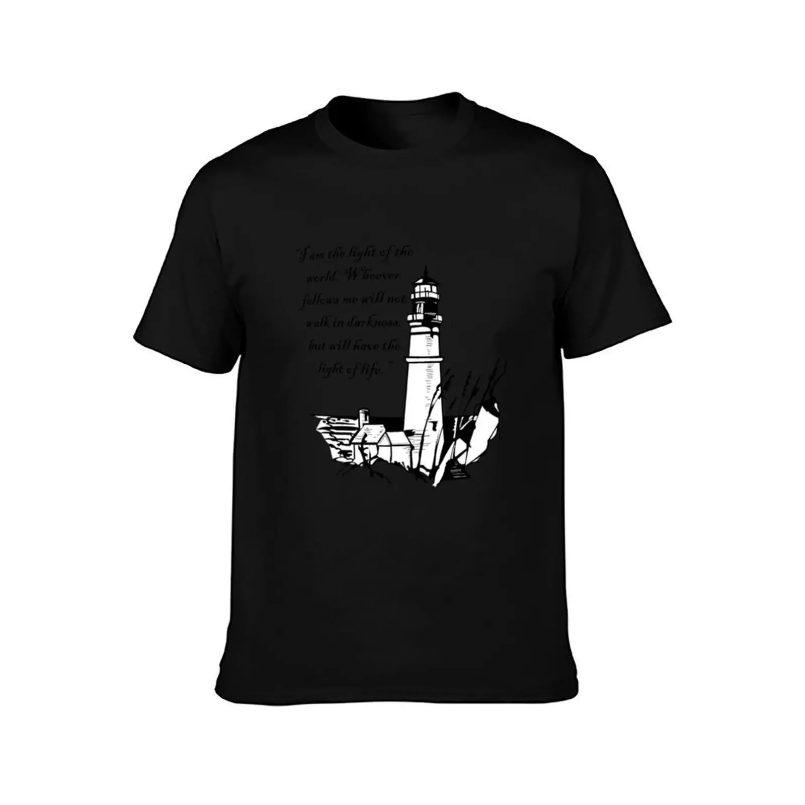 lighthouse T-Shirt, Summer Casual Cotton Tee, Oversized Streetwear Tops, Vintage Graphic Print, Loose Fit Short Sleeve