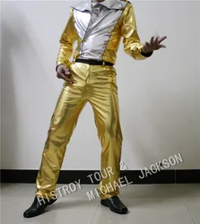 Michael Jackson Historical Performance Yellow Gold Jacket Pants Gloves MJ History Golden Set Costume Halloween Cosplay Handmade