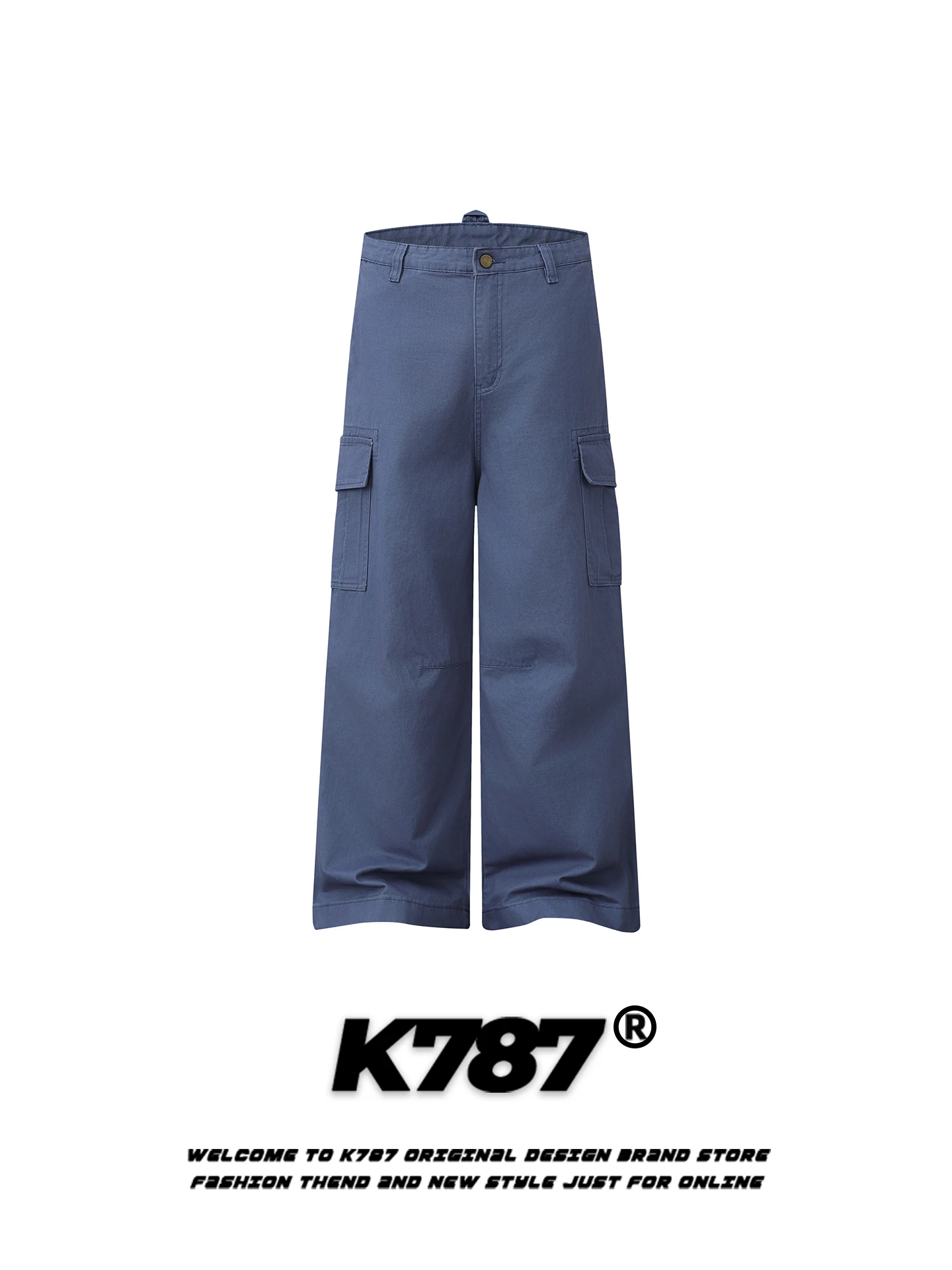 

K787 American Retro Washed Multi-Pocket Work Pants Loose Casual Wide Leg Slimming Floor-Length Trousers for Men And Women