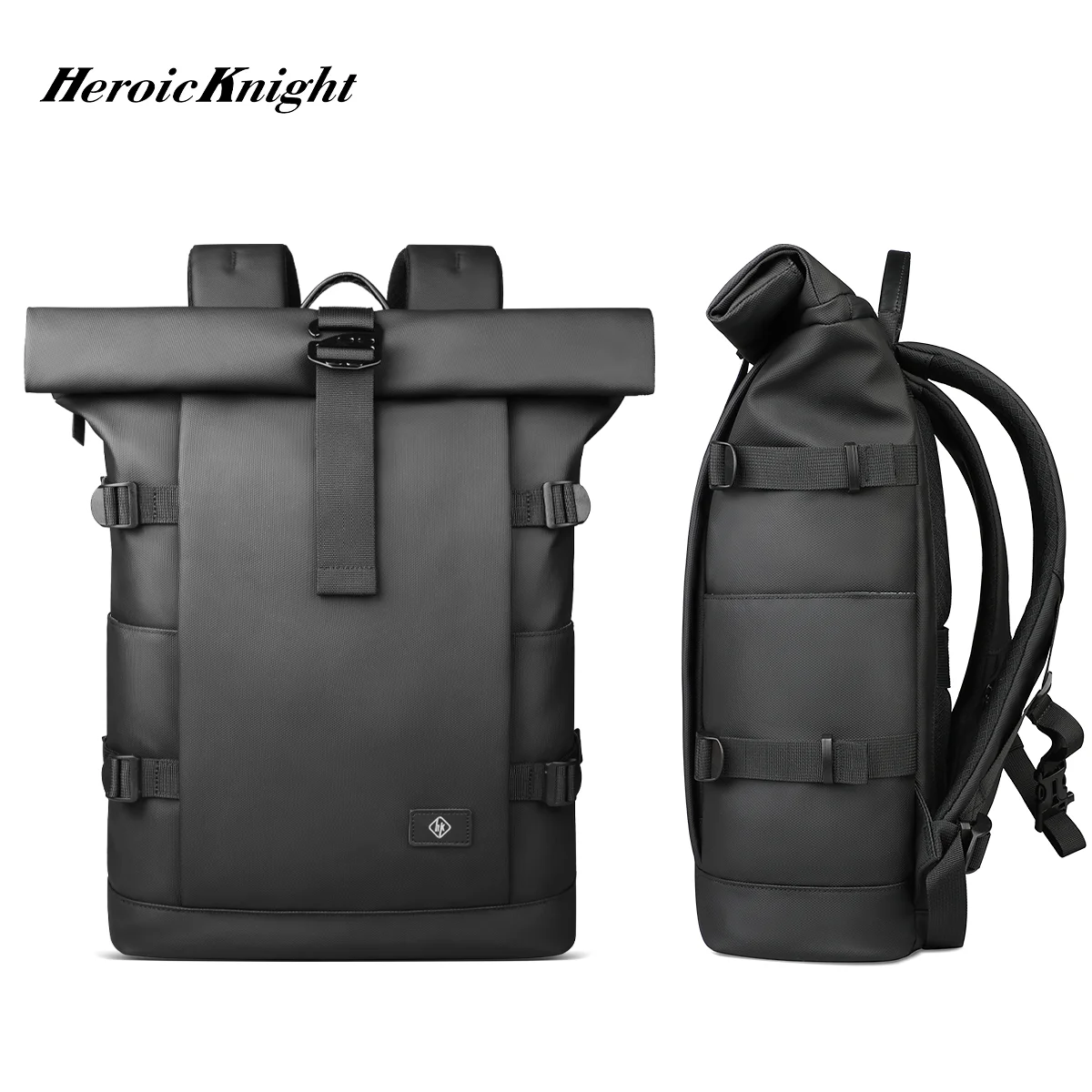 حقيبة ظهر Heroic Knight Rolltop أنيقة ذات سعة كبيرة حقيبة ظهر للسفر قابلة للتوسيع مقاس 17 بوصة حقيبة كمبيوتر محمول حقيبة ظهر مقاومة للماء #1
