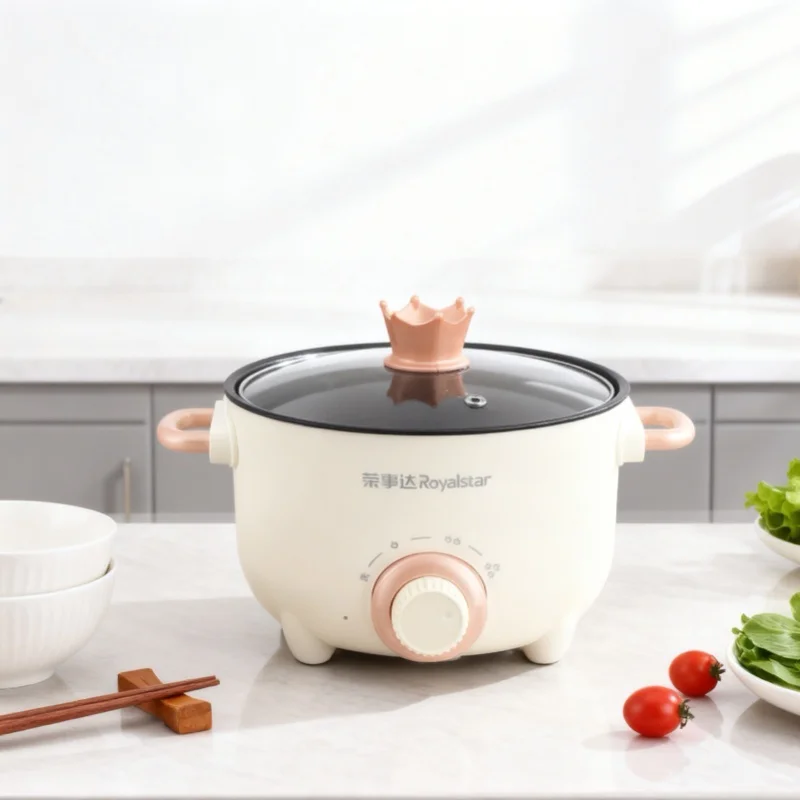 3 Gear Knob Electric Hot Pot Uniform Heating Over Heating Protection Multifunctional Cooker For Dormitory Use