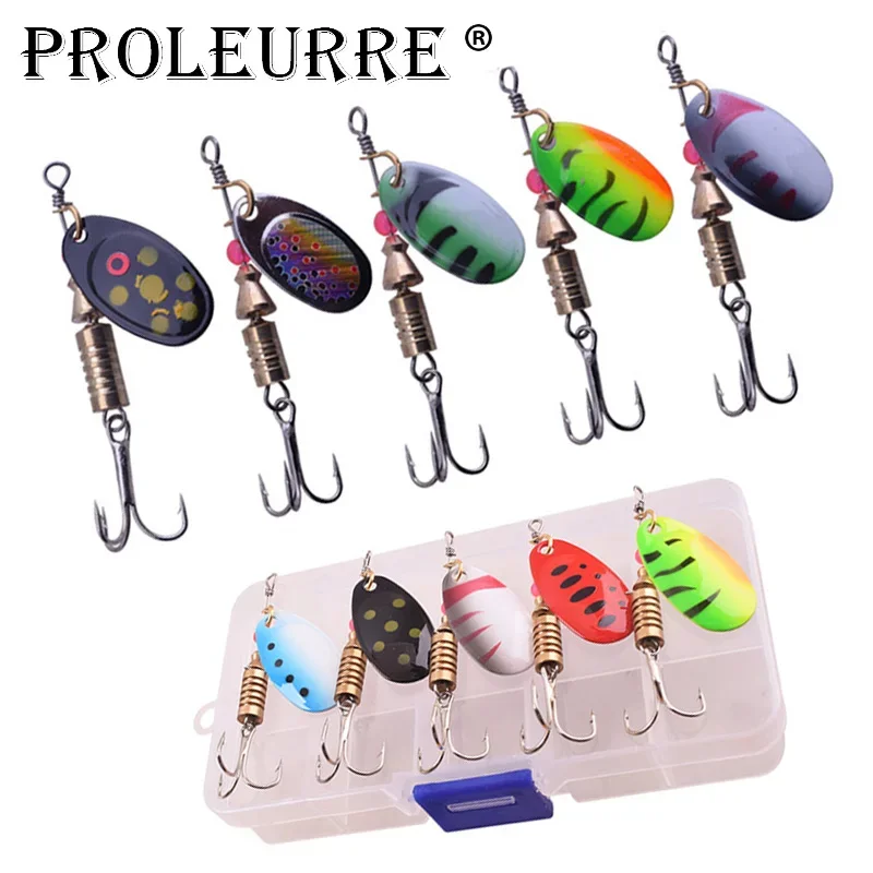 

10pcs Boxed Mixed Rotating Spoon Fishing Lures Spinner 3.5g 5.5g Artificial Sequins Baits For Bass Trout Perch pike