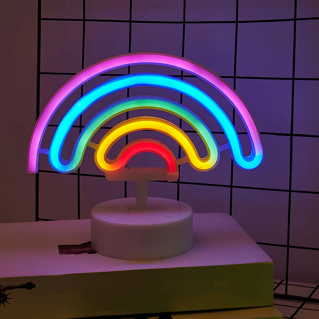 Cute rainbow neon lights, USB or battery powered, home, wedding, birthday party, pride month desktop decoration supplies, gifts