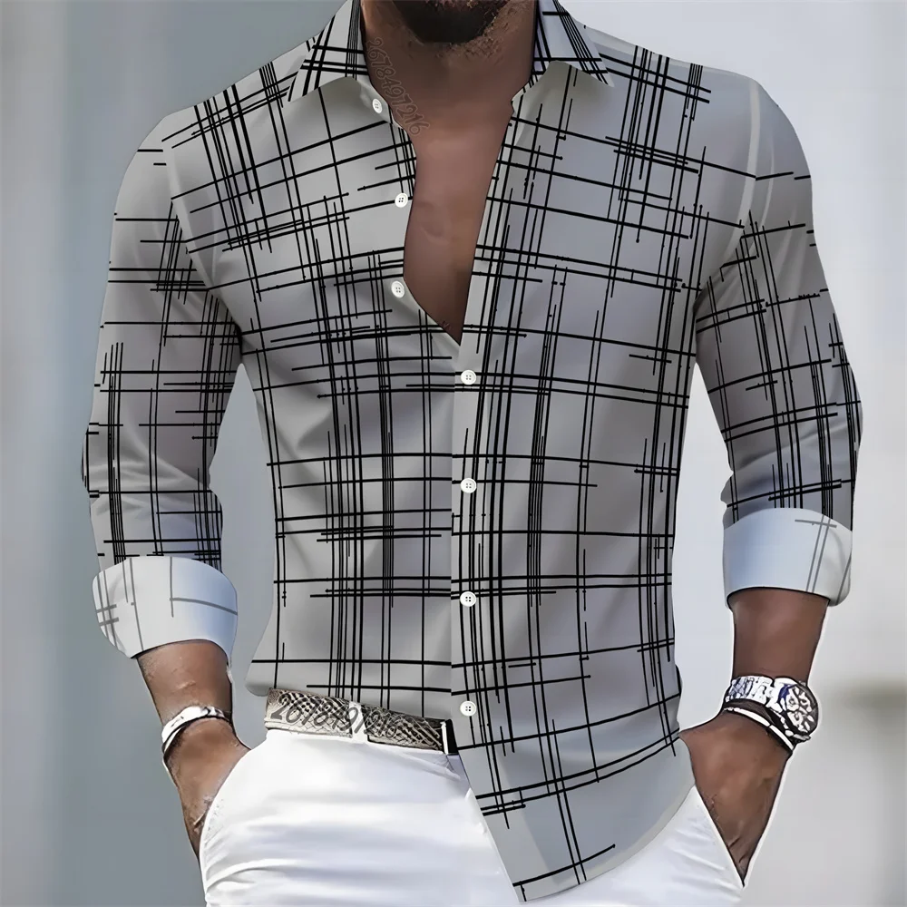 2026 21-color Spring/Autumn New Men's Long-Sleeved Striped Shirt, European and American Style Casual Loose Comfortable Top