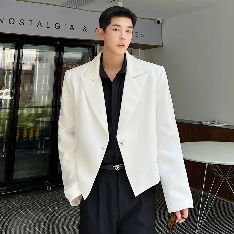 

Мужской повседневный однобортный пиджак в корейском стиле, осенне-весенняя версия, модный дизайн