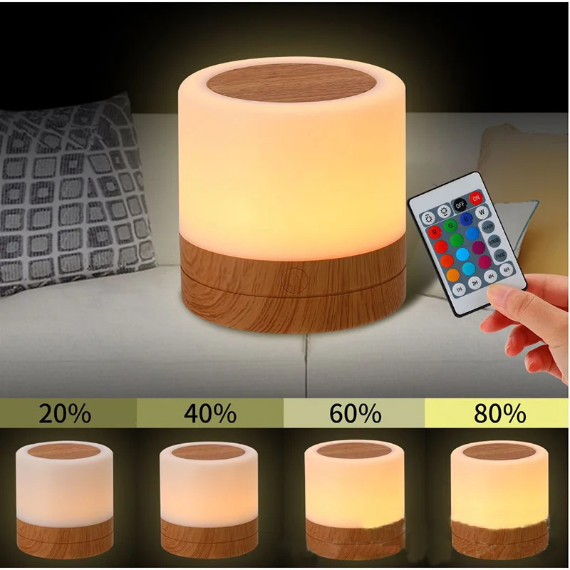 Mini luz nocturna portátil inteligente con Control táctil, lámpara de mesa LED colorida, lámparas de mesita de noche, lámpara de escritorio,