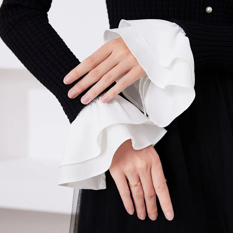 

1/2 шт. прочные шифоновые манжеты для невесты, наручные манжеты с цветком, двухслойные рукава с рюшами для женщин, улучшение гардероба