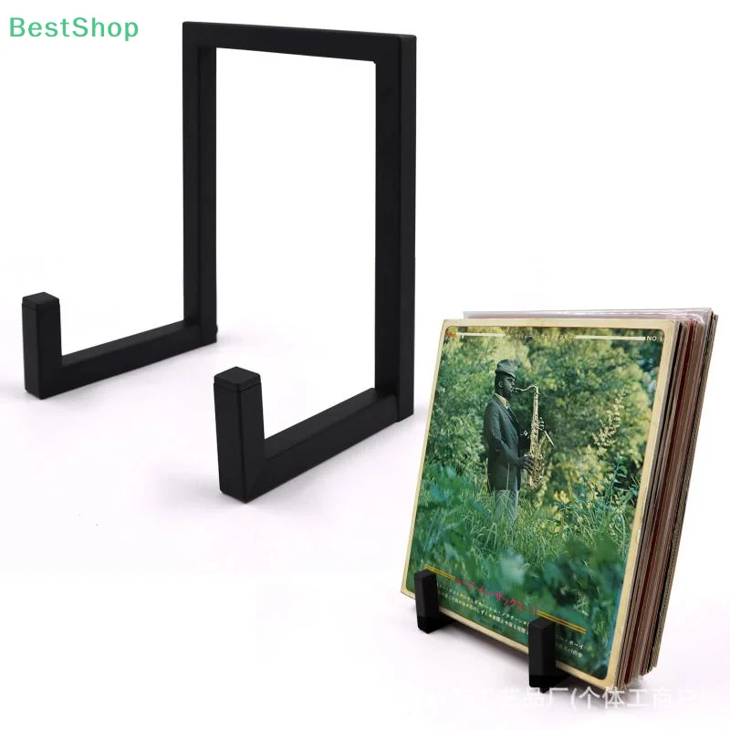 حامل سجلات أسود من الفينيل المعدني على الموضة حامل عرض سطح المكتب رف تخزين عرض المكتب المنزلي لمستلزمات تسجيل الفينيل #2