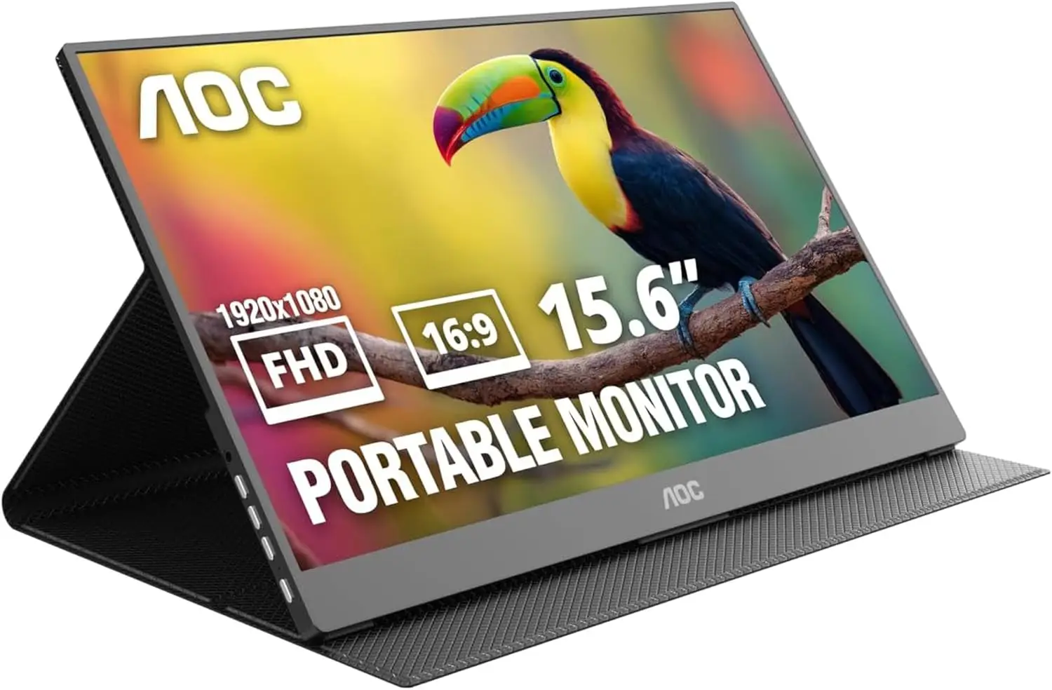 

15,6-дюймовый портативный монитор с FHD IPS-дисплеем, USB-C и HDMI, встроенными динамиками, умным чехлом для ноутбуков и игр