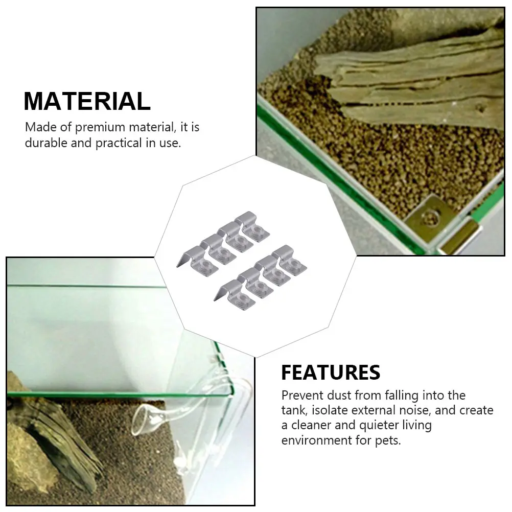 

8pcs Stainless Steel Support Tray 6Mm Glass Lid Fish Tank Cover Holders Aquarium Bracket Shelf Rack Fish Tank Accessories