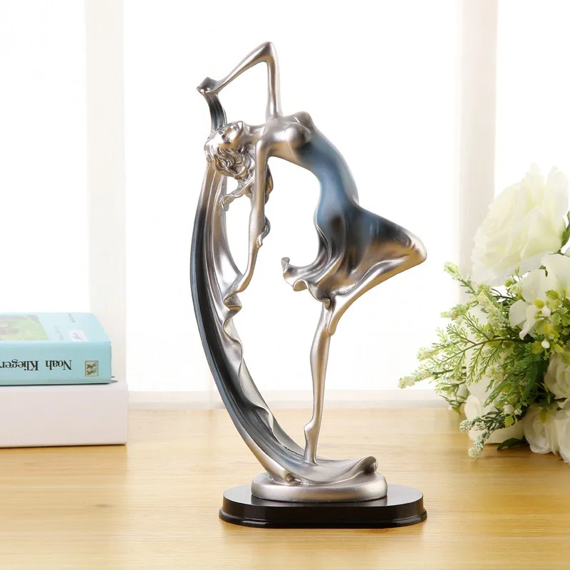 Statue en résine de danseuse élégante, figurine de danseuse abstraite, décoration de bureau à domicile, ornement, cadeau de fête