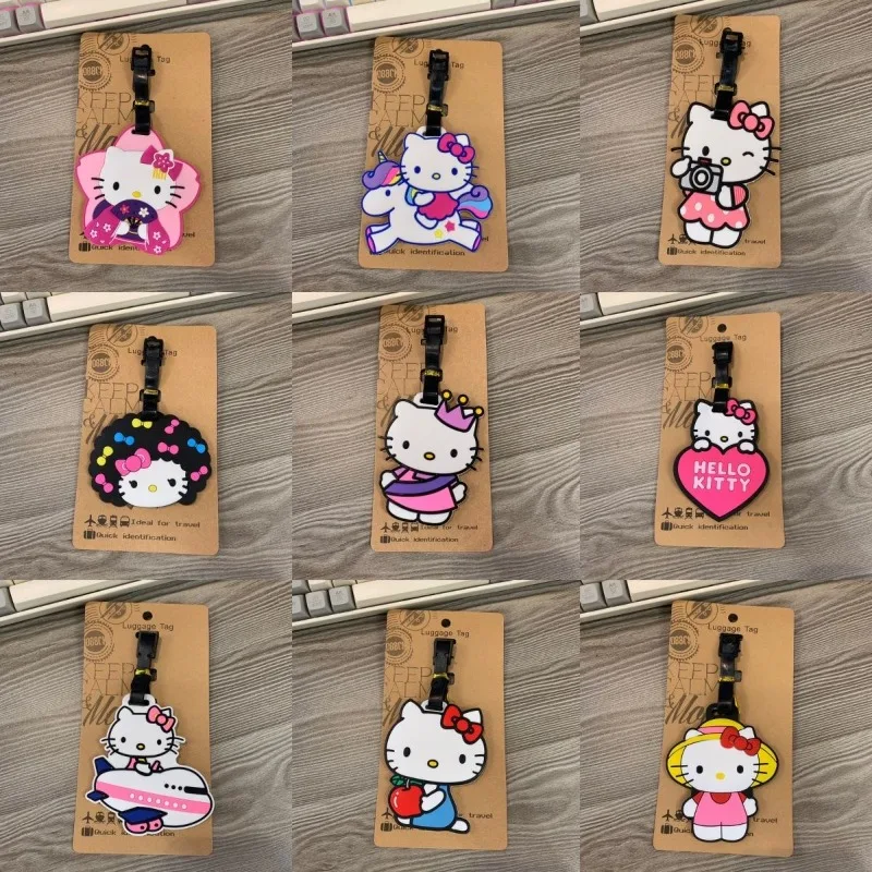 

Anime Sanrio Cute Hello Kitty Luggage Tag Travel Accessories Doll Cartoon Model Pendant Portable Label Identification Kids Toys