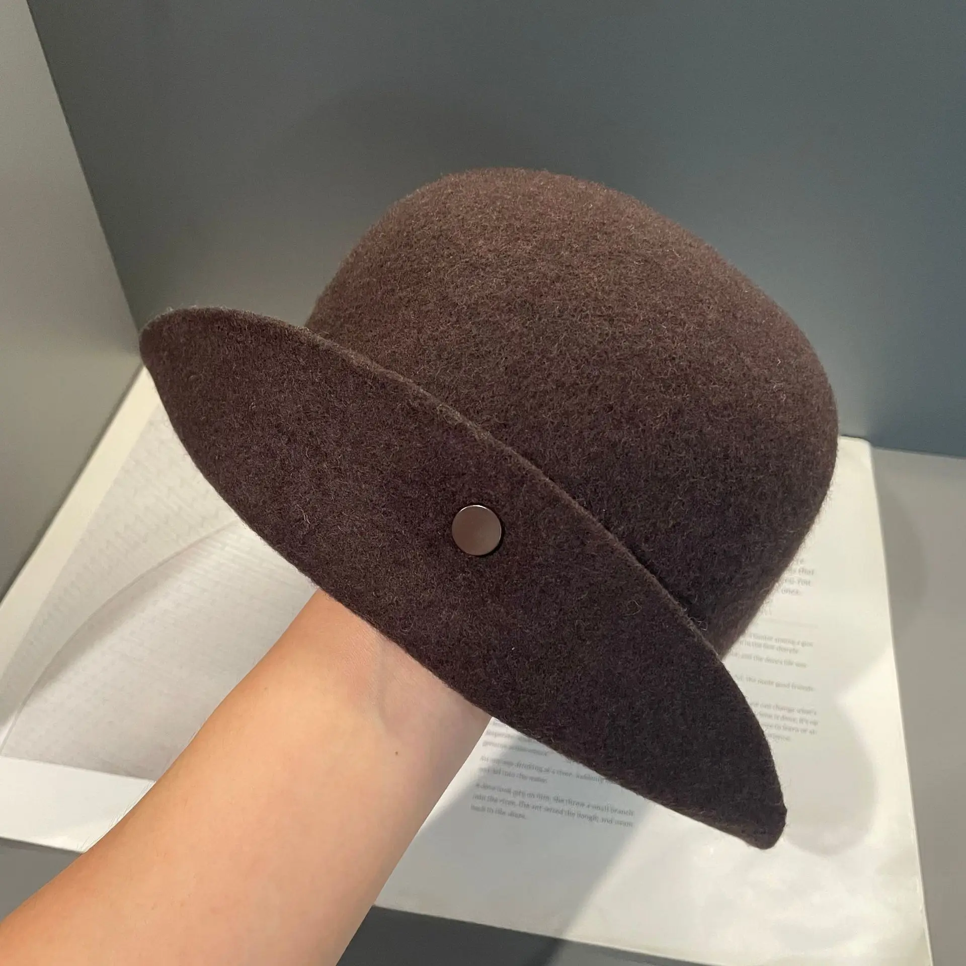gift-100-wool-cloche-hat-women-solid-color-short-brim-retro-soft-warm-fall-winter-daily-headwear-outdoor-women-travel-fashion