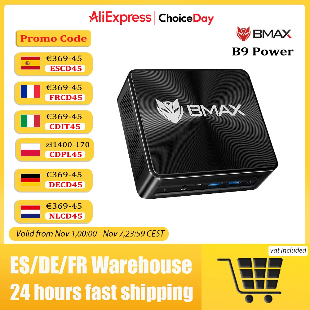 Bmax B9 Power Mini Pc Intel Core I9-12900H 14 Cores Max 5.0Ghz 24Gb Ddr5 32Gb Ddr4 Ram 1Tb Ssd Wifi 6 Bluetooth 5.2 Desktop Pc