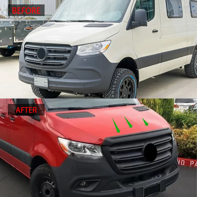 メルセデス・ベンツ スプリンター W907 2018-2025用 フロントバンパースプリッターリップ フードデフレクターガードシールドプロテクター ボディキット エクステリア