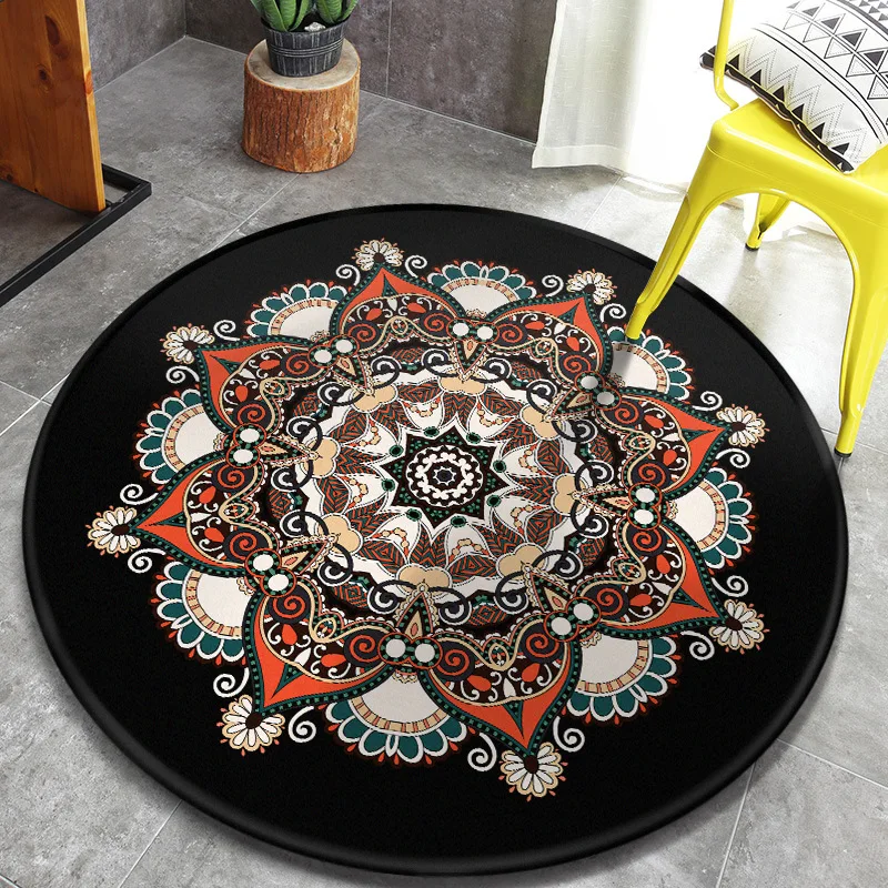 Bohemia Living Room Area Rug National Round Bedroom Carpet Prayer Yoga Rugs Chair Mat Anti-Skid Kitchen Mat Entrance Doormat