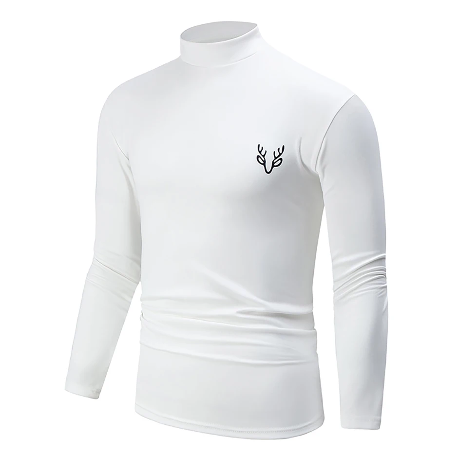 3/1 Stück Herren Herbst- und Winter-T-Shirt in Uni-Farbe mit halbhohem Kragen, lässig, einfach, warm, langärmelig, für junge Männer, Übergröße, Basic-Oberteil – Detail 16