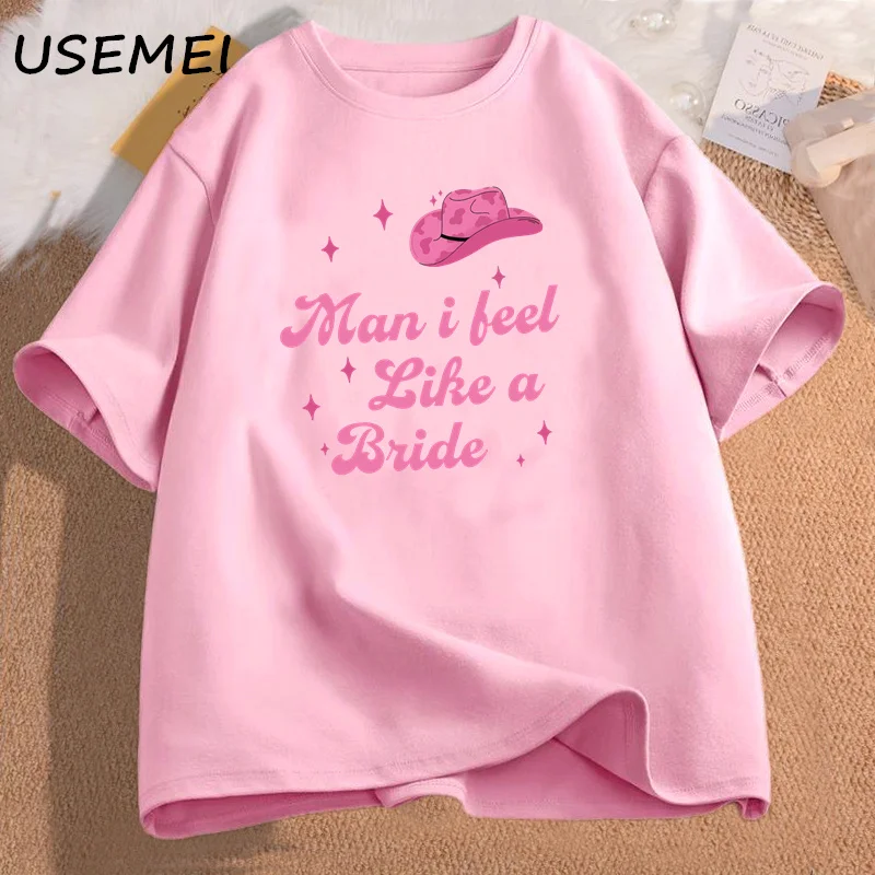 I Feel Like A Bride Lets Go Girls Women\'s Tee Shirt Nashville Bachelorette Party T Shirt Women Cotton Short Sleeve Tees