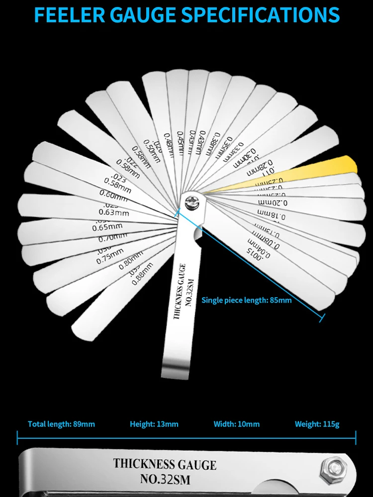 أدوات قياس عامة للفجوات في السماكة ، مقاييس حساسية ، شفرات مترية ، دقة عالية ، ملحقات ، من من من من من من من ينيني ، 32