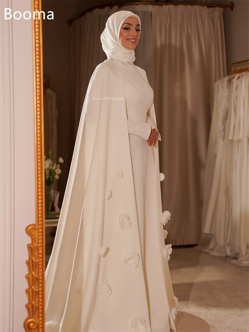 Booma a-line فساتين زفاف بسيطة من الساتان بطول الأرض فستان عرائس أنيق المملكة العربية السعودية مصنوع حسب الطلب 2025