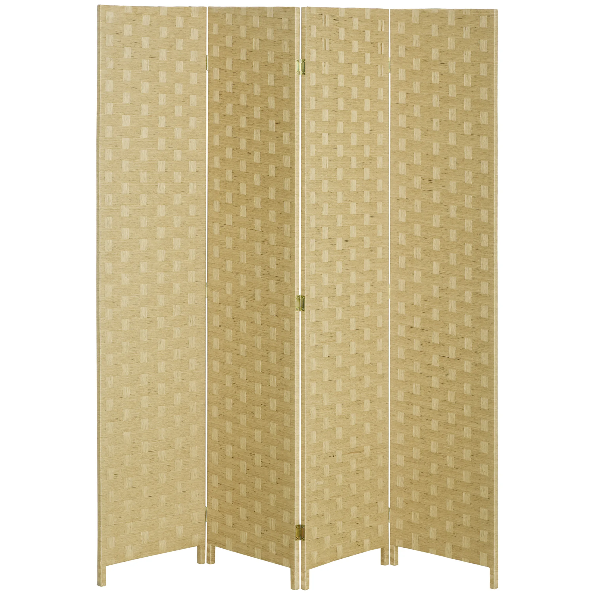 Paravent 4 pièces 159,5x169,5cm diviseur d'espace en fibre ondulée pour salon Braun
