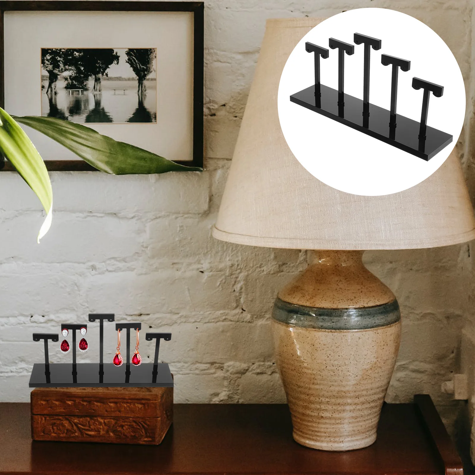 

Sturdy Acrylic Multi Tier Earring Display Stand Black Jewelry ganizer Rack for Holder Store Exhibition Use