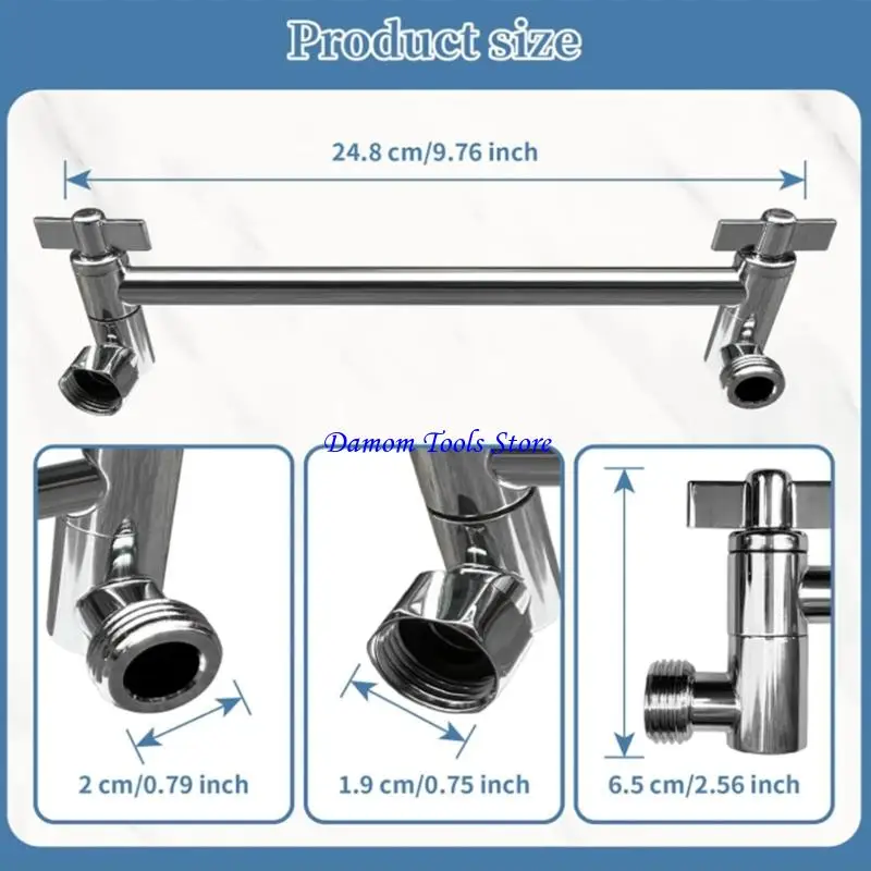 57BE Adjustable Shower Arm Replacement Stainless Steels Rainfalls Shower Head Extension Arm Adjustable Height Holder - view 4